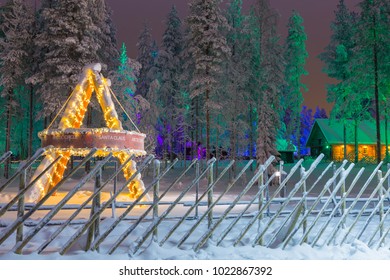 Rovaniemi- Finland, December 29, 2017:  Sign Of Santa Claus (Joulupukki) Residence In Rovaniemi Village In Finland In December 29, 2017