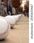 Row of baseballs at the Great American Ballpark 