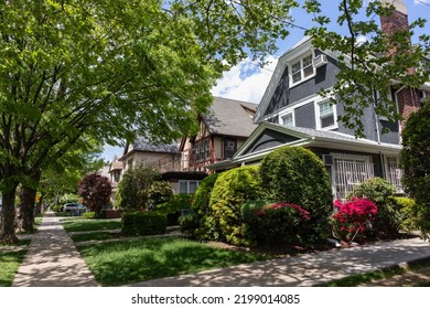 Row Of Beautiful Neighborhood Homes In Midwood Brooklyn Of New York City