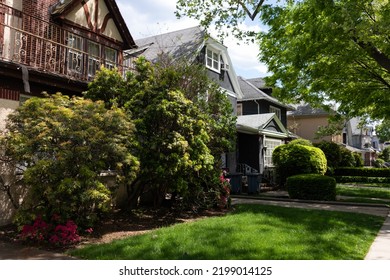 Row Of Beautiful Neighborhood Homes In Midwood Brooklyn Of New York City