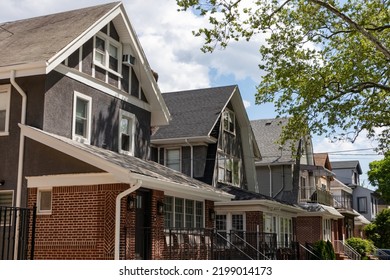 Row Of Beautiful Neighborhood Homes In Midwood Brooklyn Of New York City