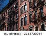 Row of Beautiful Old Brick Residential Buildings on the Lower East Side of New York City