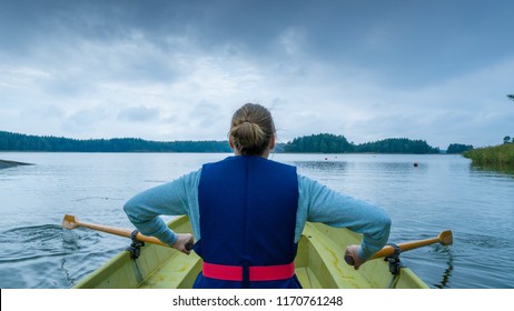 In A Row Boat In The Finnish Archipelago At September In The Coast Of Raasepori, Finland.