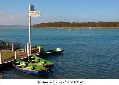 Row Boats On Tuggerah Lake At The Entrance