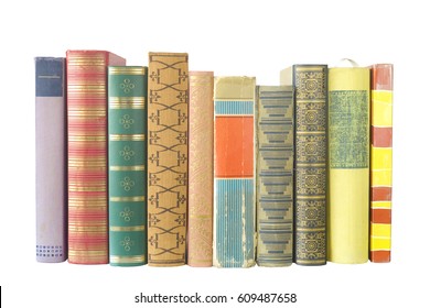 Row Of Of Books Isolated On White Background