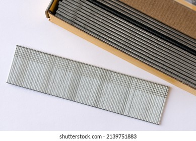 A Row of Brad Nail Fasteners