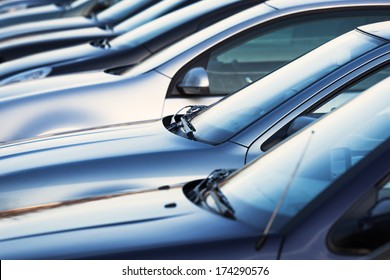 Row Of Cars On A Parking Lot 