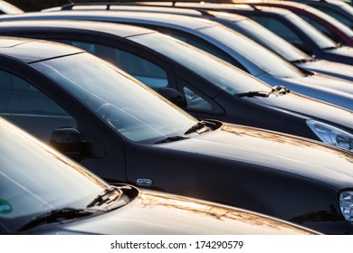 Row Of Cars On A Parking Lot 