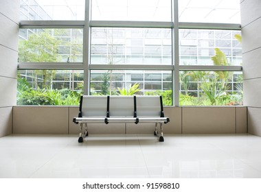 row of chair  in modern office building.