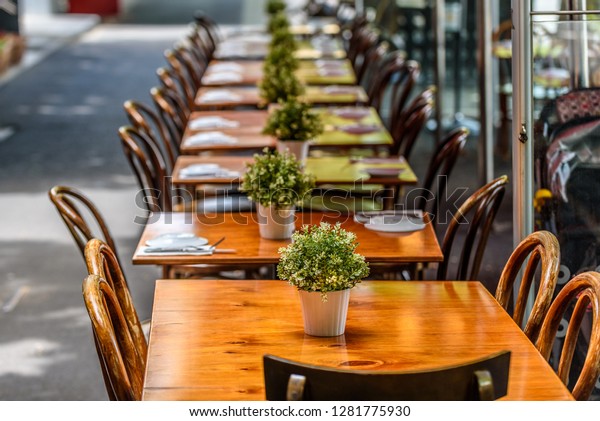 Row Chairs Tables Outdoor Cafe On Stock Image Download Now