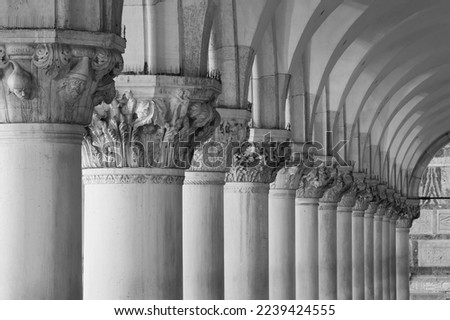 Row of classic column in Venice, Italy