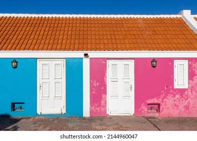 Row of colorful houses in Willemstad, Curacao