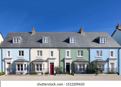 Row Of Colorful And Modern English Houses 