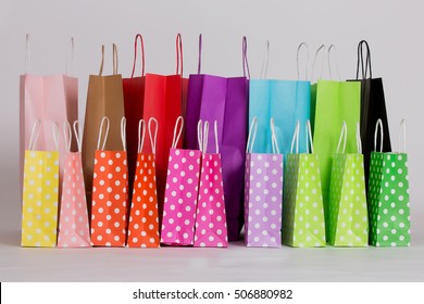 Row Of Colorful Shopping Bags