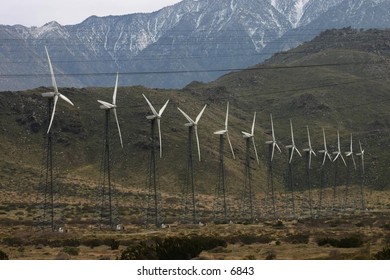 row of efficient windmills