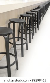 Row of empty bar stools with vintage look
