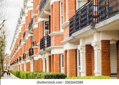 Row of expensive townhouses in Maida Vale, London. An affluent area of northern Paddington close to the Regent Canal and Abbey Road - Shutterstock ID 1062663284