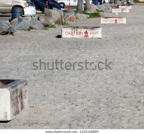 Row Fire Pits Mission Beach California Stock Photo Edit Now