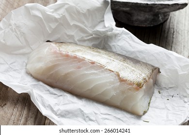 Row Fish Fillet, Cod On Greaseproof Paper