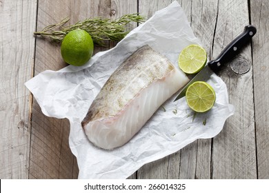 Row Fish Fillet, Codfish On Greaseproof Paper