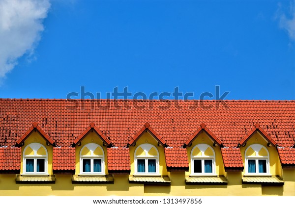 Row Five Dormer Windows Roof Old Stock Photo Edit Now 1313497856