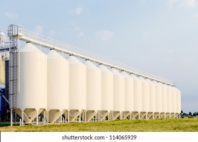 A row of granaries for storing wheat and other cereal grains.