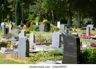 Row Of Graves On A Grave Yard