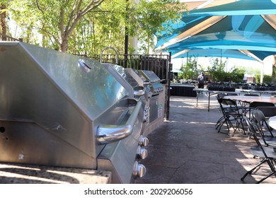 Row Of Grills Ready To Cook Off