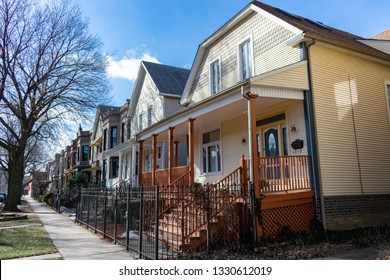 Row Of Homes In Logan Square Chicago