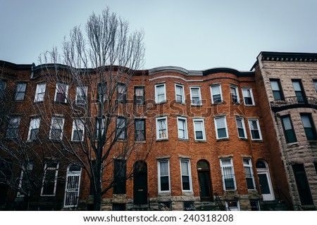 Row houses in Charles North, Baltimore, Maryland.