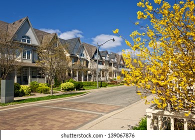 Row Of Houses On Spring Street In Toronto Canada