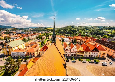 Row of Houses on the town hall square in Bardejov, Slovakia.  UNESCO old city. Ancient medieval historical square Bardejov - Shutterstock ID 2184896641