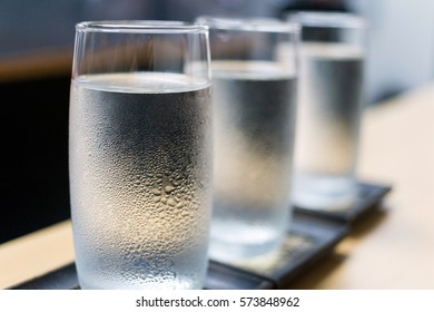 Row Of Ice Cold Water Glass
