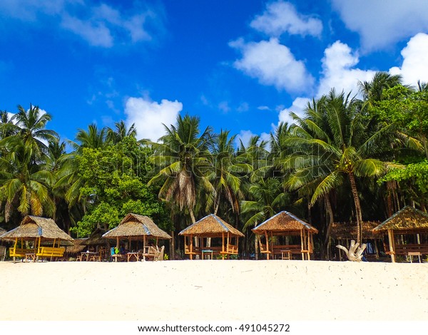 Row Island Huts On Beach Stock Photo 491045272 | Shutterstock