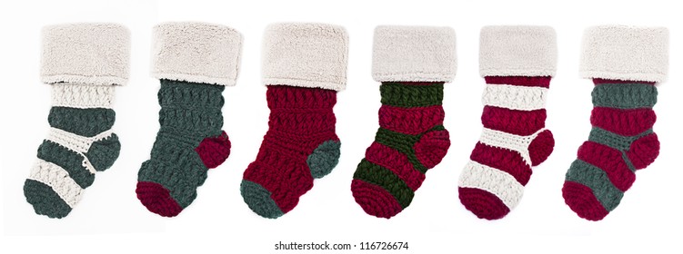 Row Of Knitted Christmas Stockings