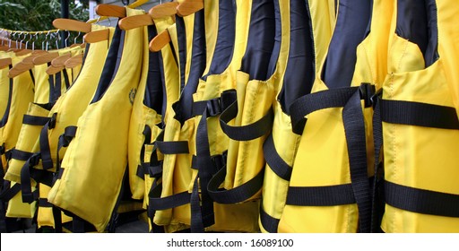 Row Life Vests On Beach Stock Photo 16089100 | Shutterstock