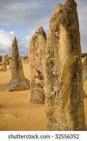 Row of limestone pinnacles showing depth of filed