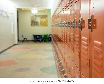 Row Of Lockers In School Hall