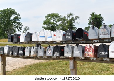 Row Of Mailboxes On A Street