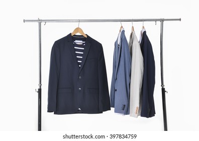 Row Of Men's Suits Hanging 