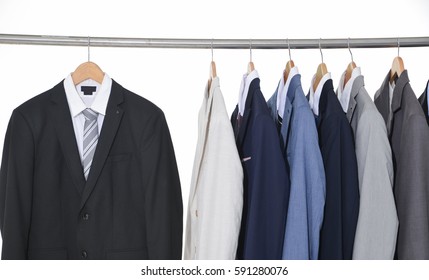Row Of Men's Suits Hanging 