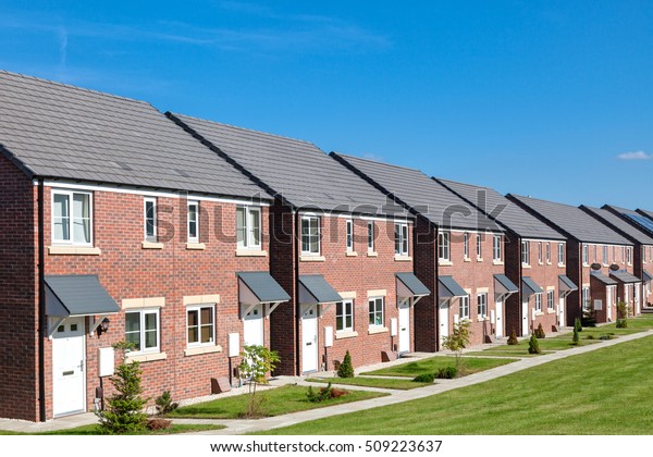 Row of new houses,\
England