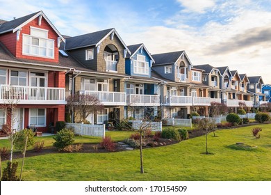 A row of a new houses in Richmond, British Columbia