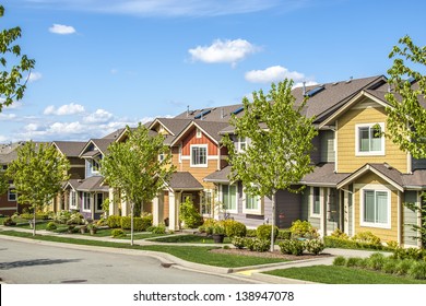 A row of new townhouses or condominiums. 
