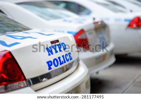 Row of NYPD police cars