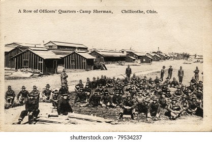 A Row Of Officers' Quarters - Early 1900's WWI Postcard Depicting Officers' Quarters At Camp Sherman In Chillicothe, Ohio.