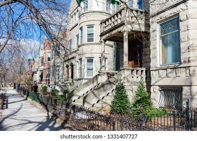 Row Of Old Homes In Wicker Park Chicago