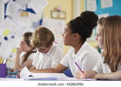 A Row Of Primary School Children In Class, Close Up