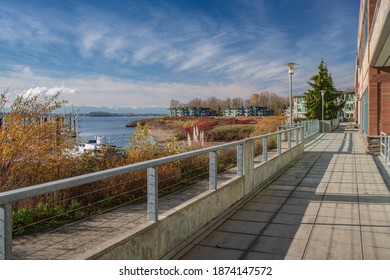 Row Of Riverfront Condominiums In Vancouver Washington State.