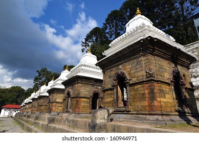 Row of sacred Hindu temples in Pashupatinath, Nepal